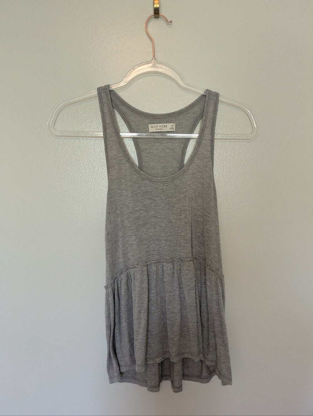 Gilly Hicks 2010s Tank Top Flounce Hem Light Grey XS
